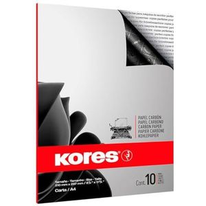 Kores - Zwart carbonpapier voor schrijfmachine - geen vlekken en herbruikbaar - school- en kantoorartikelen - DIN A4 - 10 vellen