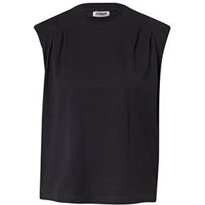 Urban Classics Dames Organic Heavy Pleated Shoulder Top T-Shirt, zwart.