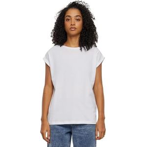 Urban Classics Ladies Extended Shoulder dames T-shirt grijs gemêleerd, Wit