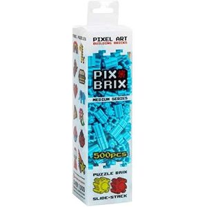 Pix Brix Pixel Art - Blauwe puzzelstenen, 500 stukjes - in elkaar verweven bouwstenen, maak 2D- en 3D-constructies zonder lijm, stoomspeelgoed, vanaf 6 jaar