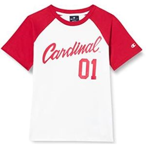 Champion Legacy College Raglan S/S T-shirt voor jongens, wit/rood, 13-14 jaar, (wit/rood)