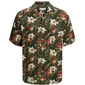 Jack & Jones Jjeff Resort Herenhemd met bloemenpatroon, Olijfgroen