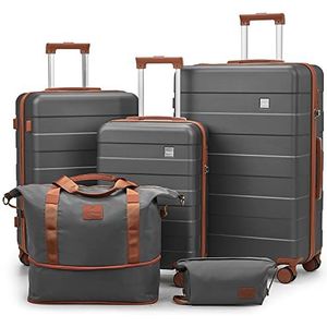 imiomo Set van 3 koffers met draaibare wielen, bagageset voor dames, lichte reisbagage met harde wielen en TSA-slot, grijs., Harde bagage met zwenkwielen