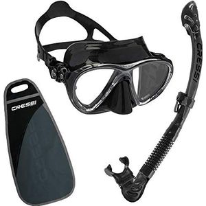 Cressi Big Eyes Evolution & Alpha Ultra Dry-Snorkelset met snorkel en duikbril, waterdicht duikmasker, anti-condens, anti-lek van gehard glas, premium Dry-snorkel voor volwassenen