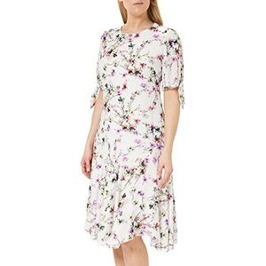 Gina Bacconi Robe de cocktail pour femme avec motif floral et nœud sur les manches, Blanc/rose, 46