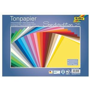 folia 6725/25 99 - Gekleurd papier, 25 x 35 cm, 130 g/m², 25 vellen gesorteerd in 25 kleuren - ideale basis voor veelzijdige knutselwerken