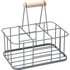 KitchenCraft Draadmand Voor Flessen, Klassiek Design, Uit De Living-Nostaligia-Productserie, LNBCARRIER, Grijs