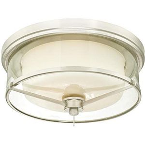 Plafondlamp 33 cm binnenshuis, geborsteld nikkel, met matglas, helder