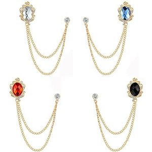 ADRAMATA Set van 4 broches met kettingen voor dames en heren, kostuumaccessoires, uniseks, meerkleurig, metaal, Lak Metaal