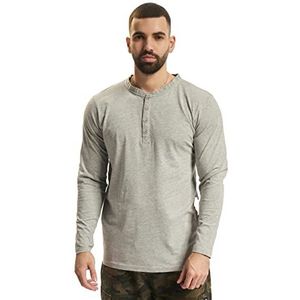 Urban Classics Basic Henley L/S T-shirt voor heren (1 stuk), Grijs (Grey 111)