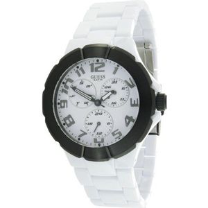 Guess - W11594G4 - herenhorloge - kwarts analoog - witte wijzerplaat - armband van kunststof, wit/wit, armband, wit/wit, Riem