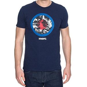 Merc of London Granville T-shirt voor heren, ronde hals, korte mouwen, blauw (navy), maat M, Blauw (zwart)