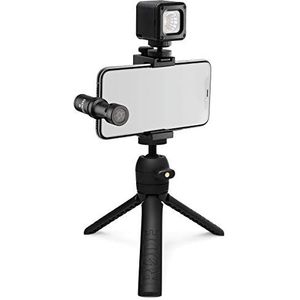 De vloggerset van RØDE is een complete set voor mobiele audiovisuele realisatie met hoogwaardige microfoon, statief, ledlicht en accessoires (iOS Edition voor iPhone® met Lightning-aansluiting)