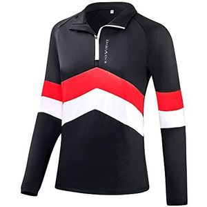 Black Crevice Dames functioneel shirt met ritssluiting, zwart/rood, maat 40