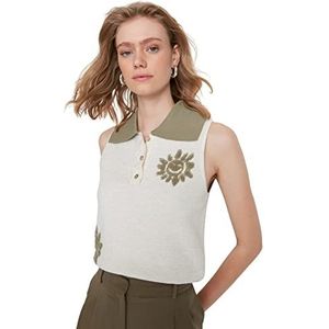 Trendyol Jacquard Knitwear Sweater Dames Sweater (1 stuk), ECRU