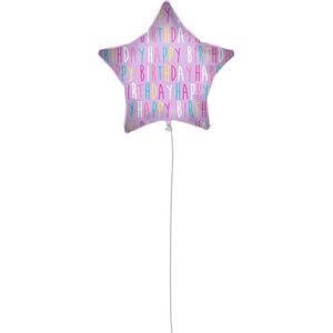 Procos 92432 - folieballon Happy Birthday, grootte 46 cm, roze, ster, helium, ballon, verjaardag, decoratie, cadeau