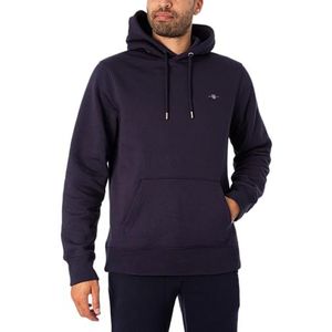 GANT Reg Shield Hoodie met capuchon en logo voor heren, Nachtblauw.