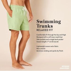 Amazon Essentials Sneldrogende zwemshorts voor heren, 17,8 cm, blauw, L