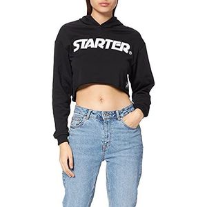 STARTER BLACK LABEL Korte sweatshirt met capuchon voor dames, zwart.