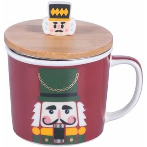 New Bone China Porseleinen Theepot 340 ml Bamboe Deksel Nutcracker