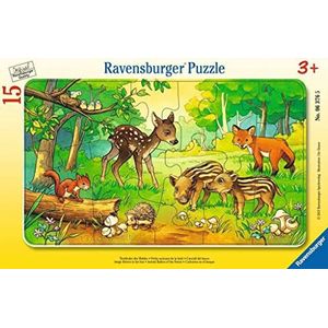 Ravensburger 06376 Dierenkinderen Uit Het Bos Puzzel, 25 x 14,5 cm, 15 Delig, vanaf 3 Jaar