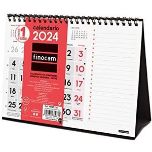 Finocam - Kalender 2024, neutraal, kantoor, grote nummers + notities januari 2024 - december 2024 (12 maanden) Frans