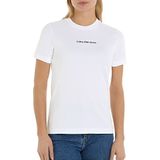 Calvin Klein Jeans Institutioneel recht T-shirt S/S gebreide tops voor dames, Wit
