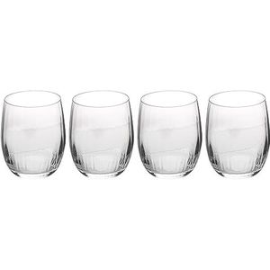 Mikasa Treviso Wijnglas zonder steel van kristal, 350 ml, set van 4 dunne transparante loodvrije glazen met golvend effect voor feesten