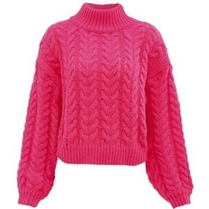 sookie Pull tricoté pour femme avec col roulé en polyester rose Taille XL/XXL, Rose, XL