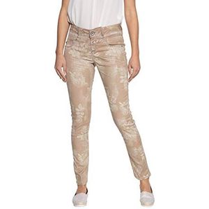 ATT Jeans Pantalon stretch pour femme | Avec Oilwash | Avec motif floral | Slim Fit Zoe, beige, 42W / 31L