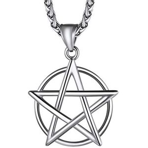 Richsteel David Ster Halsketting voor heren, religieus pentagram met verstelbare ketting 55 + 5 cm, verguld/roestvrij staal, religieuze sieraden, amulet voor mannen en jongens, Roestvrij staal
