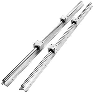 VEVOR SBR16 - 1000 mm Aluminium koolstofstaal lineaire geleiding, 2 stuks, met 4 SBR16UU glijblokken, lineaire lagers, CNC-onderdelen voor 3D-printers, freesmachine/draaibank