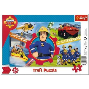 Trefl, Puzzels in lijsten, Brandweerman Sam, Brandweerman Sam, 15 stukjes, voor kinderen vanaf 3 jaar