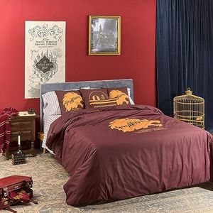 Bellum Harry Potter dekbedovertrek met knopen, 100% katoen, model Gryffindor Values voor bed 135/140 (220 x 220 cm)