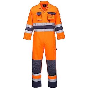 Portwest TX55 Heren Nantes Werkoverall met hoge zichtbaarheid reflecterend veiligheidspak klasse 3 oranje/marineblauw, L