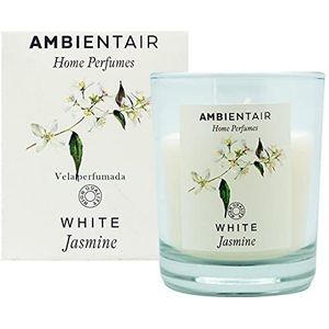 Ambientair Home Perfume. White Jasmine geurkaars, jasmijn, geurkaars voor thuis, aromatherapie, glazen kaars voor binnen, 30 uur houdbaar.