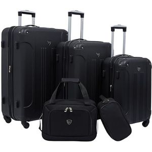 Travelers Club Sky+ kofferset, zwart., harde koffer chicago uitbreidbaar