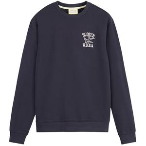 Scotch & Soda Sweatshirt met print op de linkerborst Trainingspak voor heren, Deep Sea 3032