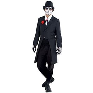 Rubies S8586 Skull Catrin kostuum voor heren, kostuum met jas en roos, handschoenen, hoed en half overhemd, officieel Halloween, carnaval en verjaardag, S8586