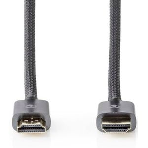 NEDIS High Speed ​​Câble HDMI ™ avec Ethernet | Fiche HDMI™ | Connecteur HDMI™ | 4K @ 30Hz | ARC | 18 Gbps | 10,00 m | Rond | Coton | Gun Metal Gris | Emballage extérieur