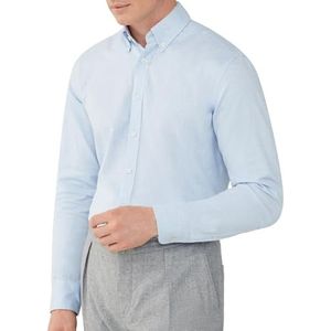 Hackett London Flanel met visgraatmix heren overhemd, Hemelsblauw