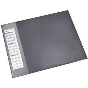 Läufer Durella D1 41656 bureauonderlegger met transparante zijlijst en kalender, 52 x 65 cm, zwart