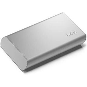 LaCie Portable SSD, 2 TB, Extern SSD, Moon Silver, USB-C, USB 3.2 Gen 2, Hastigheter upp till 1050 MB/s, för Mac/PC/iPad, 1 månad Adobe CC, 3 års Rescue Services (STKS2000400)