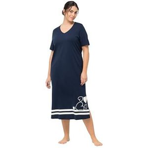 Ulla Popken Nightgown, Maritiem nachthemd voor dames, Nachtblauw.