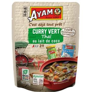 AYAM Curry saus groen | 100% natuurlijke ingrediënten | authentieke smaken | al klaar | kokosmelk en curry Thai | glutenvrij | lactosevrij | zonder conserveringsmiddelen - 200 g