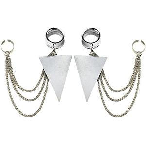 LYLLYL Lot de 2 bouchons d'oreille en acier inoxydable pour femme - Boucles d'oreilles en forme de croix + plug + pendentif à tige - Bijoux de piercing pour lobe d'oreille étiré, 20mm, Acier