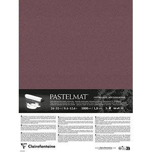 Clairefontaine 796016C - pastelmat gelamineerd papier - 5 vellen droog pastelkarton - 24 x 32 cm 360 g 1,8 mm - bordeaux