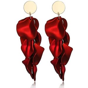 Diamday Acryl clip-oorbellen voor vrouwen en meisjes - Lange vintage rozenblaadjes oorbellen - Elegante hangende oorbellen - Oorbellen met steel