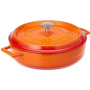 Pentole Agnelli COGHSRP10628O Linea gietijzeren slowcook steelpan, laag, 28 cm, 3,4 l, oranje