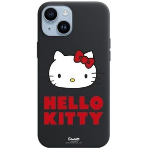 Personalaizer Zwart hoesje compatibel met iPhone 15 Plus met Hello Kitty-logo